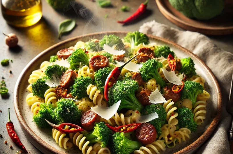 Fusilli, brocolis, saucisse italienne, pecorino & piment