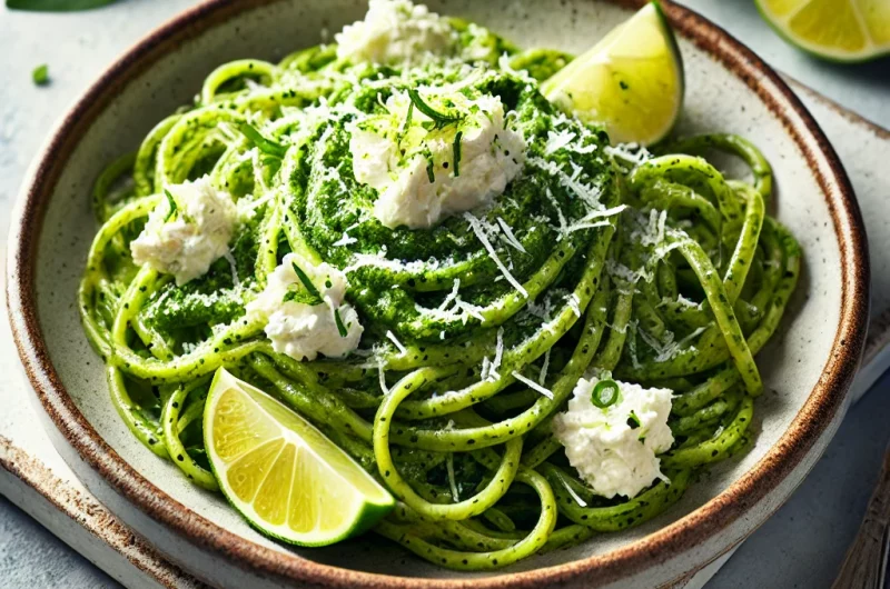 Linguine, pesto de roquette, ricotta & citron vert