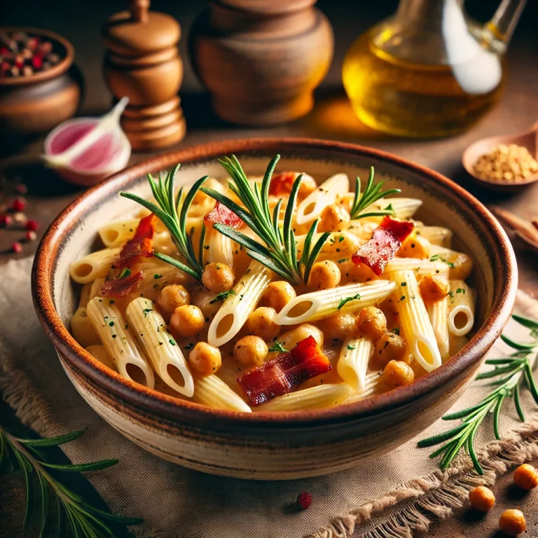 Penne rigate, crème de pois chiches, pancetta & romarin